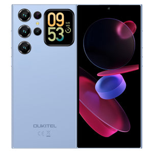 Oukitel C62 6.88-inch smartphone with 5150mAh battery, 4GB RAM 128GB storage, ultra-thin 9.5mm body in blue color