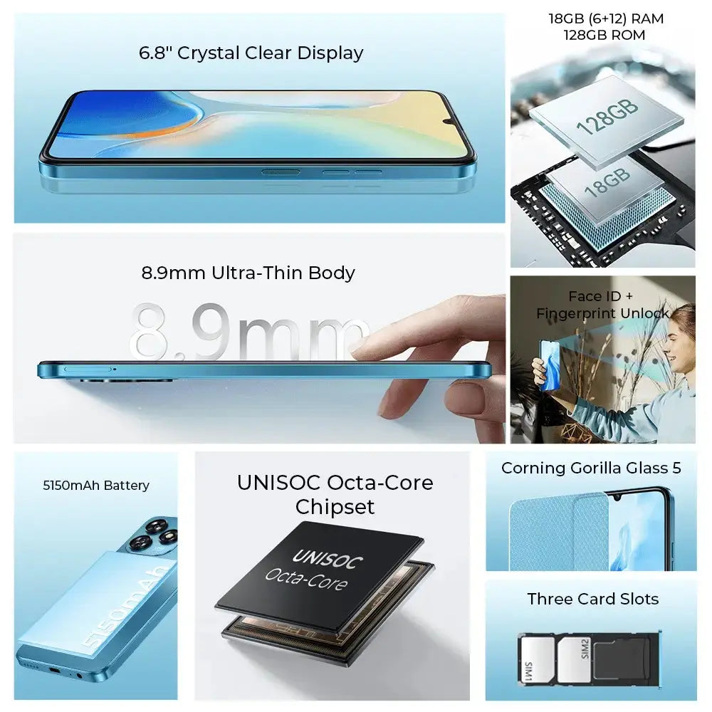 Oukitel C51 6.8-inch 5150mAh Battery 8.9mm Ultra-thin Body SmartPhone(18GB+128GB) OUKITEL