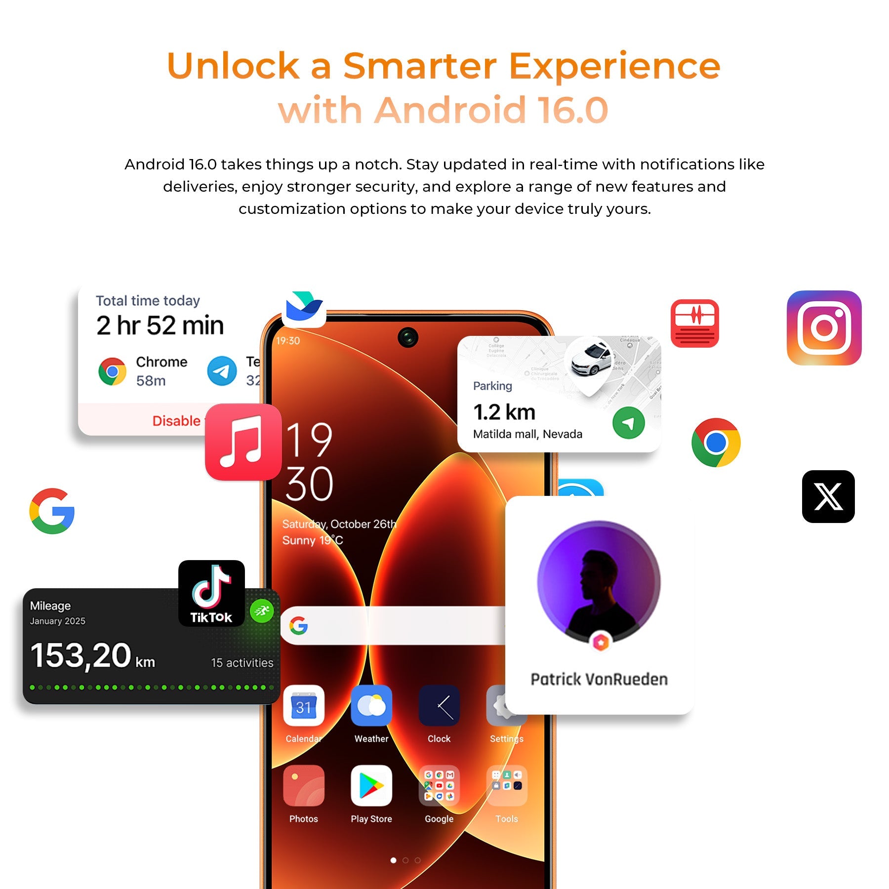 OUKITEL C26 with Android 16.0 offering enhanced real-time notifications, stronger security, and customizable features for a smarter experience.