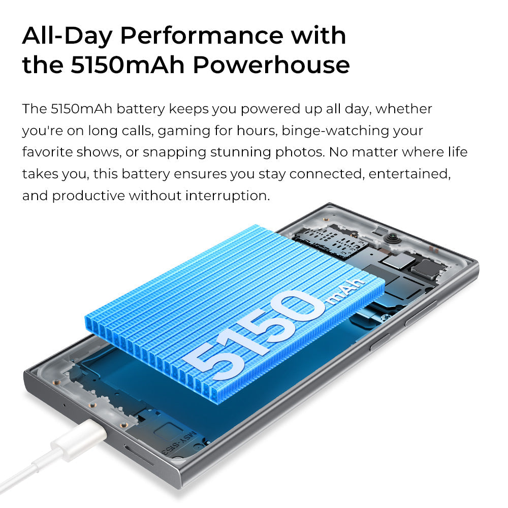 Oukitel C62 smartphone with 5150mAh battery offering long-lasting power for daily use