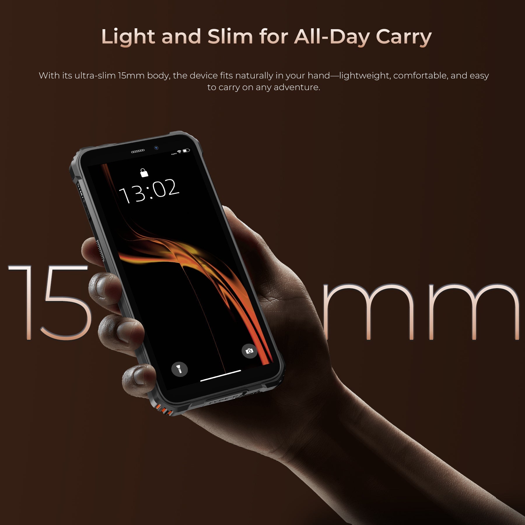 Oukitel G3 rugged smartphone with slim and lightweight body for easy carrying