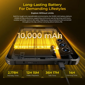 OUKITEL RT11 Rugged Tablet with 10000mAh battery and long-lasting power for outdoor work and field use