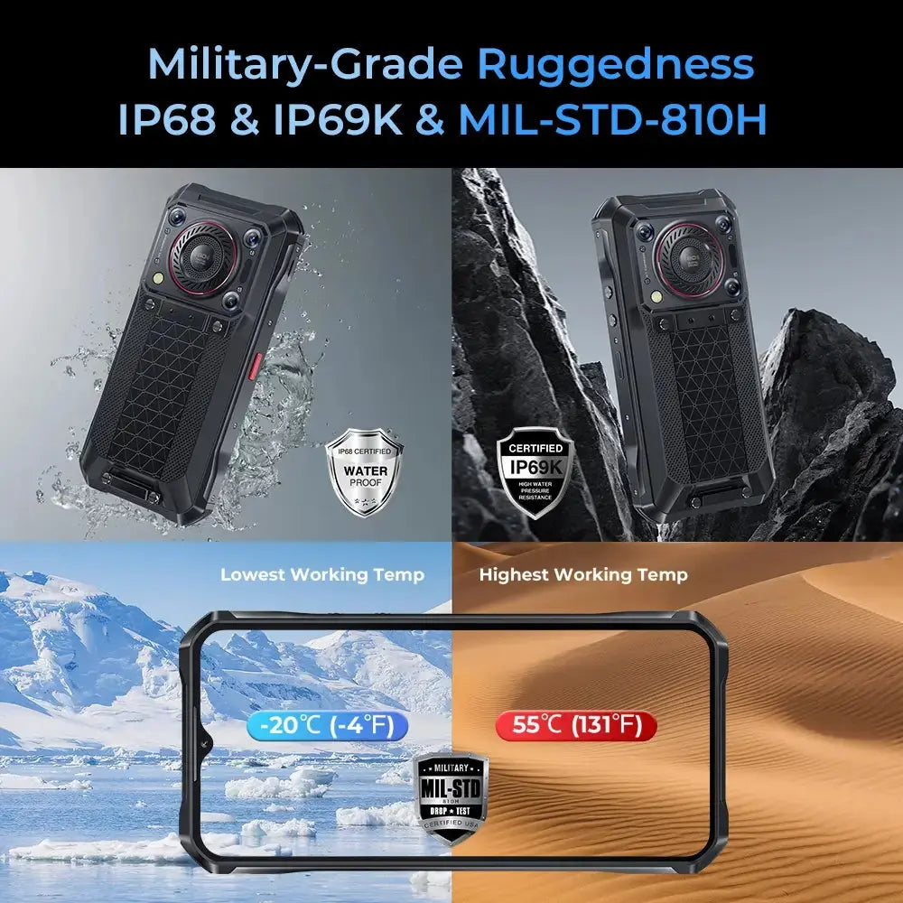 Oukitel WP33 Pro 5G rugged phone with IP68 waterproof rating, resistant to water, dust and drops