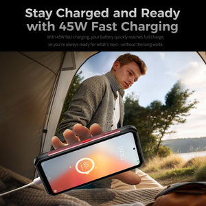 Oukitel WP56 5G rugged smartphone with 45W fast charging, 16000mAh battery, 6.8-inch FHD+ display, and 108MP camera for faster power recharge