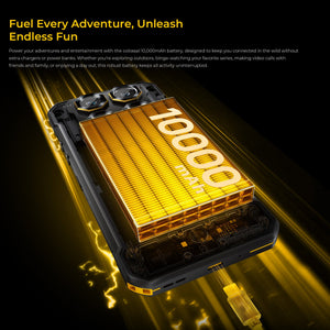 Oukitel WP60 rugged phone with a massive 10000mAh battery, providing long-lasting power for outdoor adventures, gaming, and daily use.