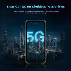 WP61 Rugged Phone featuring next-gen 5G for limitless possibilities, delivering blazing-fast speeds for smooth, low-latency performance—upload, download, and stream instantly with ease.