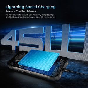 WP61 Ultra Rugged Phone featuring lightning speed 45W fast charging that empowers your busy schedule by getting your device fully charged during a breakfast break or quick nap.